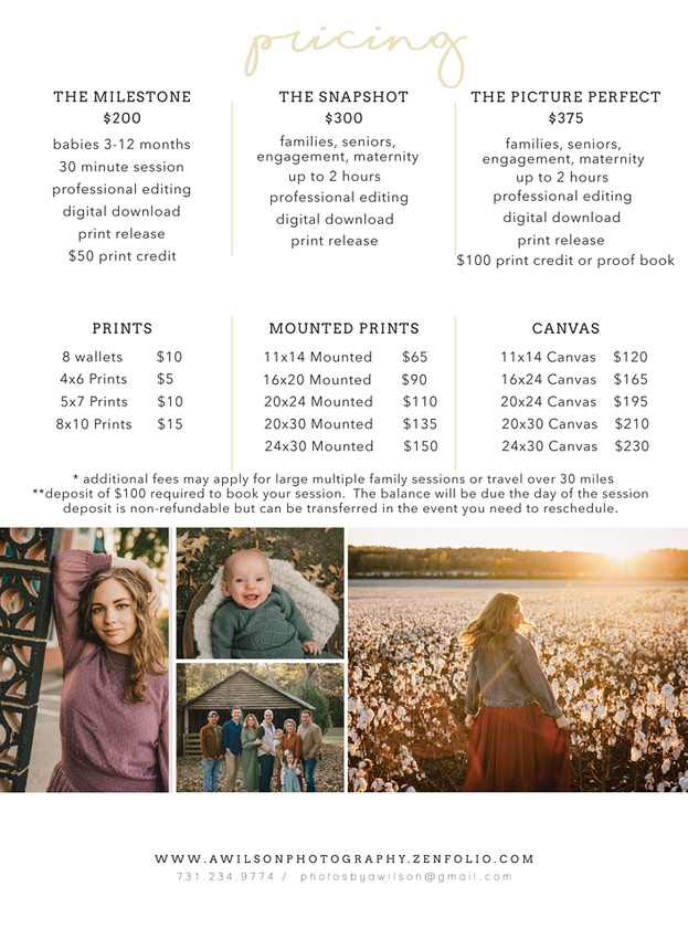2022 Photography Pricing